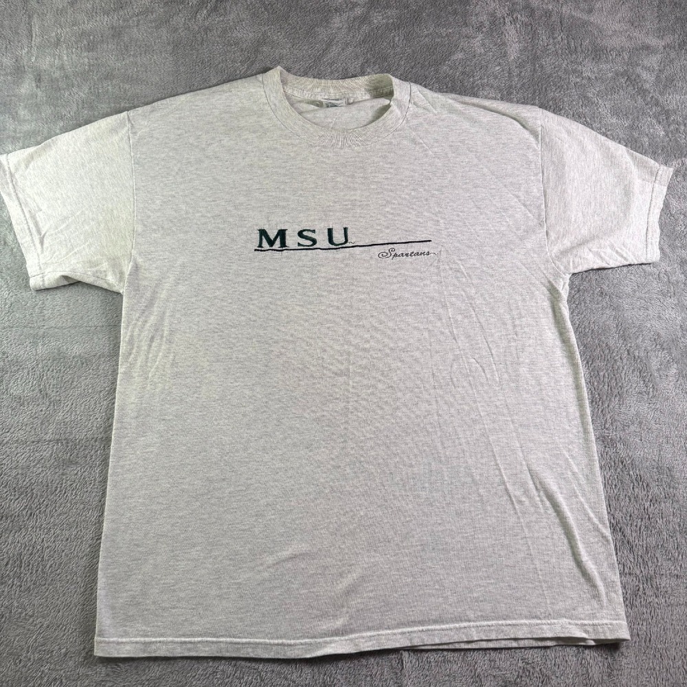Vintage Delta‎ MSU Spartans T-Shirt Embroidered College Graphic Tee Mens XL